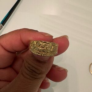 Gold Played Textured Men's Ring